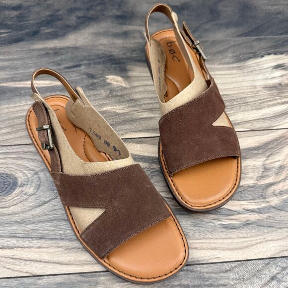 NIB BOC BORN Didi 8M 38-39 Brown Suede Slingback Flat Comfort Sandal - Picture 2 of 10